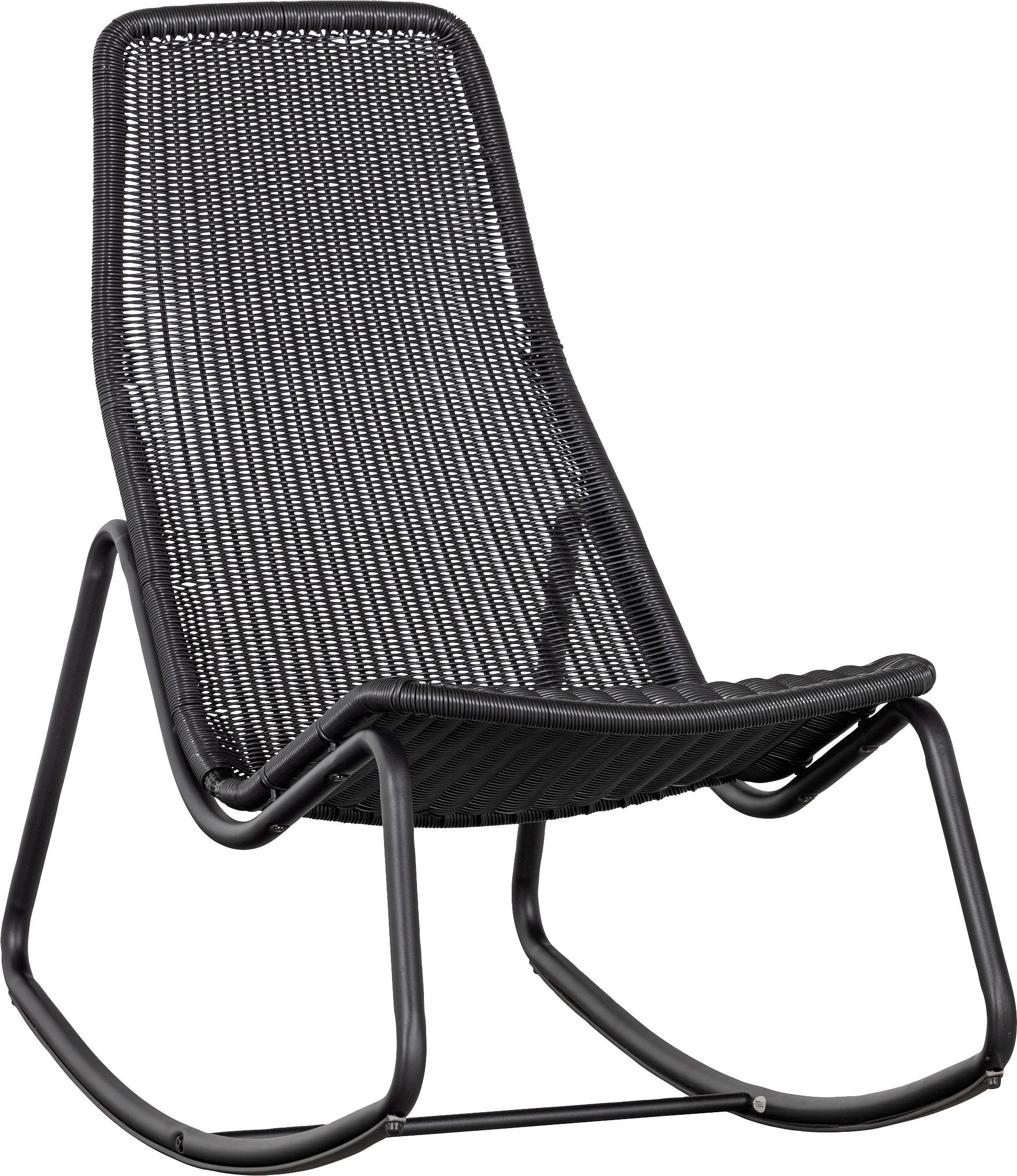 Gartenstuhl WOOOD "TOMS", schwarz (schwarz, schwarz), B:51cm H:97cm T:95cm, Geflecht Rattan, Stühle, geeignet für Innen- und Außenbereiche, H 97 cm x B 51 cm