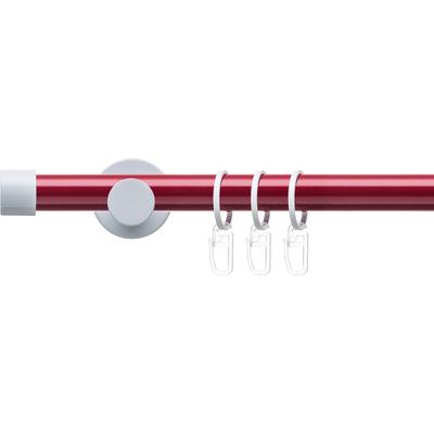 Gardinenstange LIEDECO "Fertigstilgarnitur 20 mm Power Celebration Kappe" Gr. 3, rot (rot, weiß), L:240cm Ø:2mm, Eisen, Gardinenstangen, Gardinenstange Komplett, Farbkombination Image