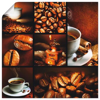 Wandbild ARTLAND "Kaffee Collage", braun (farbe bild(er): braun), B:40cm H:40cm T:0,1cm, Papier, Bilder, als Leinwandbild, Poster, Wandaufkleber in verschied. Größen Image