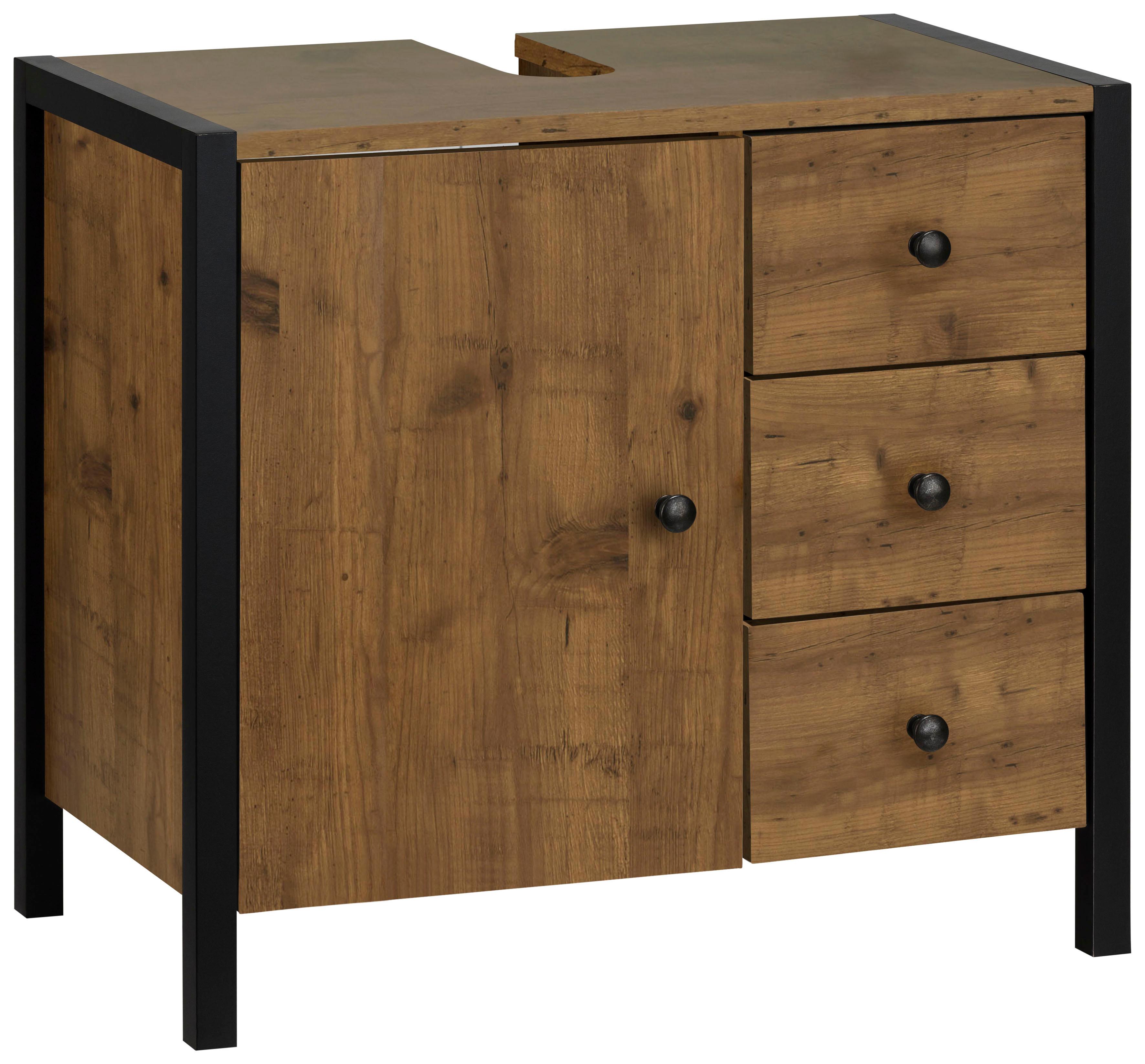 Waschbeckenunterschrank HOME AFFAIRE "Chris", braun (pazifik eichefarben), B:60cm H:55cm T:35cm, Holzwerkstoff, Schränke, Waschbeckenunterschrank