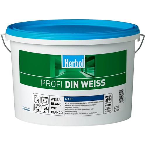 „HERBOL Wand- und Deckenfarbe „“Profi DIN altweiß““ Farben 12,5 Liter, weiß Gr. 12,5 l 12500 ml, weiß (altweiß) Wandfarbe“