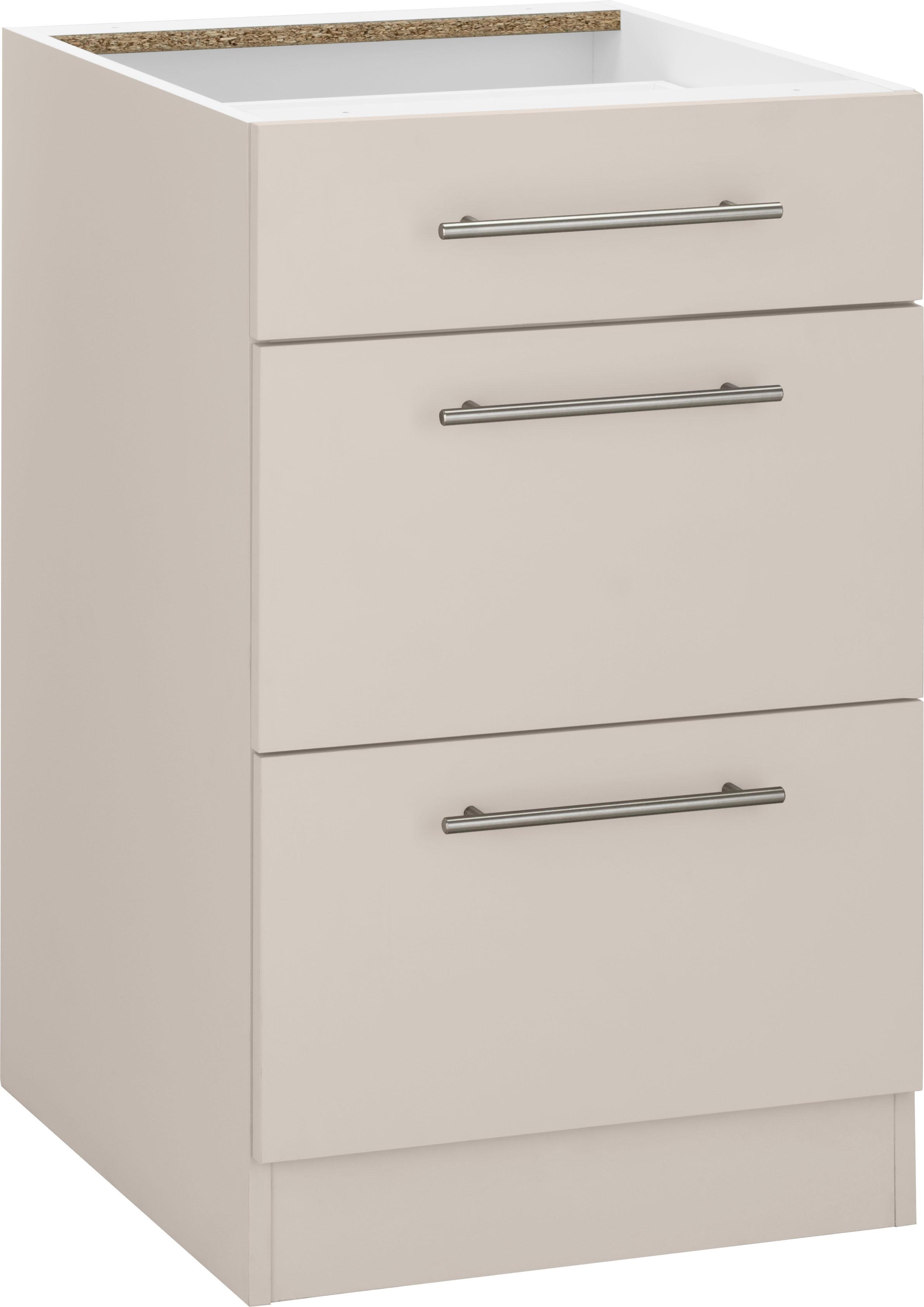 Unterschrank WIHO KÜCHEN "Cali", beige (front und korpus: cashmere), B:50cm H:82cm T:57cm, Schränke, Unterschrank, 50 cm breit, mit 2 großen Auszügen ohne Arbeitsplatte