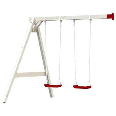 Doppelschaukel PALMAKO "Spielananlage Toby", beige (natur, rot), Schaukeln, KinderB:241cm H:215cm T:208cm, Holzwerkstoff, BxT: 241x208 cm, B:241cm H:215cm T:208cm