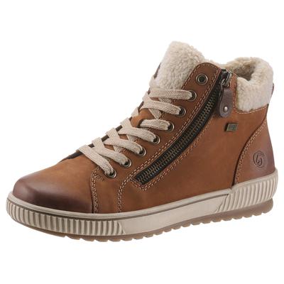 Winterboots REMONTE, Damen, Gr. 38, braun (braun, beige), Leder, Textil, Fellimitat, sportlich, Schuhe, mit Tex-Ausstatt