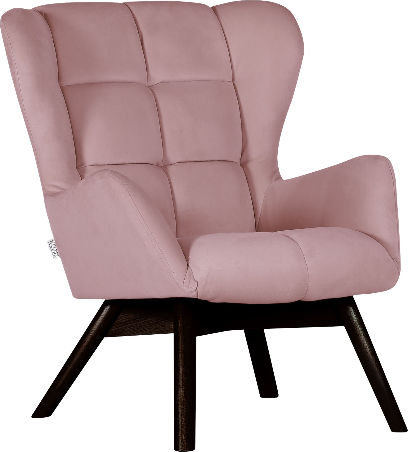 Sessel GUTMANN FACTORY "Luna", rosa (rosa antik), B:75cm H:86cm T:90cm, Sessel, Einzelsessel, Gestell antikfarben oder eiche natur