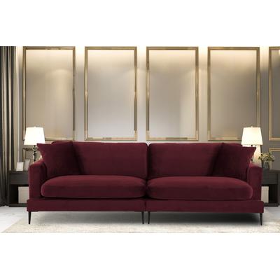 Big-Sofa LEONIQUE "Cozy elegantes Designsofa, Maße B/T/H: 252/97/80 cm", rot, B:252cm H:80cm T:97cm, Samtoptik (100% Polyester), Struktur (100% Polyester), Sofas, mit losen Kissen und Metallbeinen Image