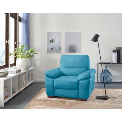 Sessel CALIA ITALIA "Gaia, in edlem Design und mit erstklassigem Sitzkomfort", blau (turquoise), B:100cm H:92cm T:94cm, Luxus-Microfaser Ginevra (100% Polyester), Sessel, Polstersessel, aus pflegeleichtem Luxus-Microfaser Ginevra Hydro Care Image