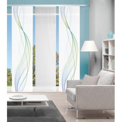 Schiebegardine VISION S "3ER SET HEIGHTS" Gr. 1, blau (blau, grün), B:60cm H:260cm, Polyester, Gardinen, HxB: 260x60, Schiebevorhang 3er Set Digitaldruck Image
