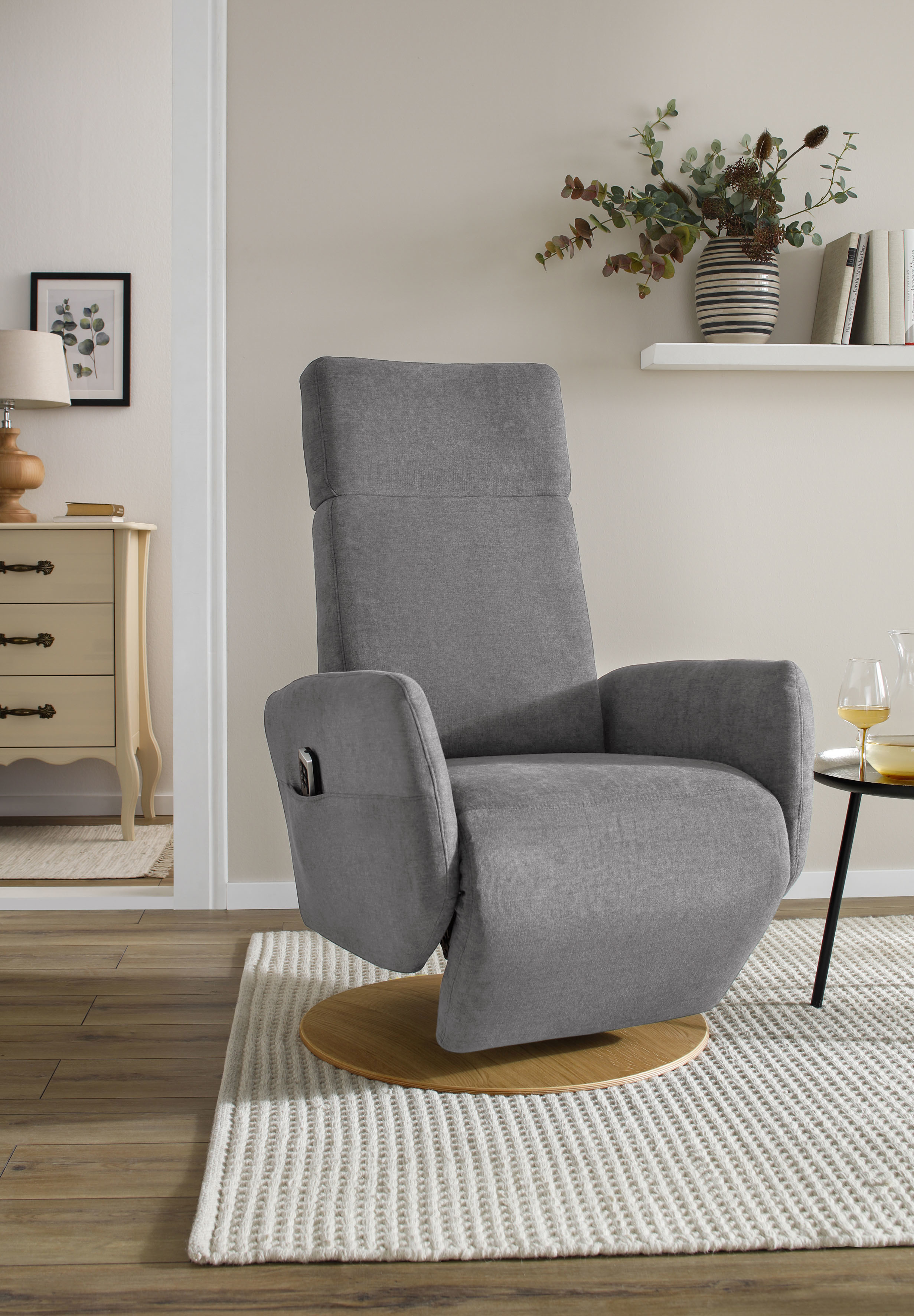 TV-Sessel SIT & MORE "Kobra", grau, B:71cm H:110cm T:82cm, Webstoff (100% Polyester);Luxus-Microfaser Euphoria (100% Polyester);Luxus-Microfaser Vintage (100% Polyester), Sessel, wahlweise mit 2 Motoren, 2 Motoren und Akku oder mit 2 Motoren