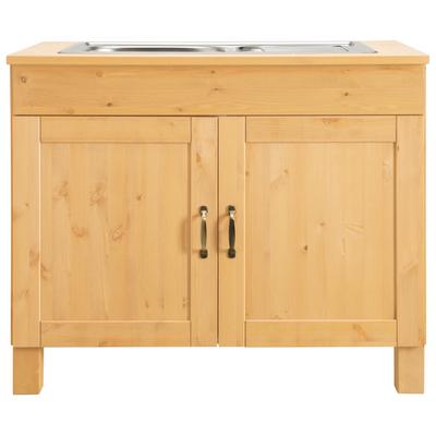 Spülenschrank HOME AFFAIRE "Alby", beige (natur gebeizt, gewachst), B:100cm H:85cm T:50cm, Schränke, Breite 100 cm, 1 Fach Image