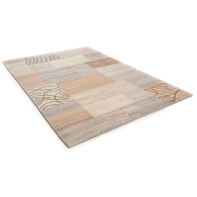 Wollteppich THEKO "Nakarta 2" Gr. 2, beige, B:70cm H:12mm L:140cm, Schurwolle, Teppiche, reine Wolle, handgeknüpft, Patchworkdesign, meliert Image