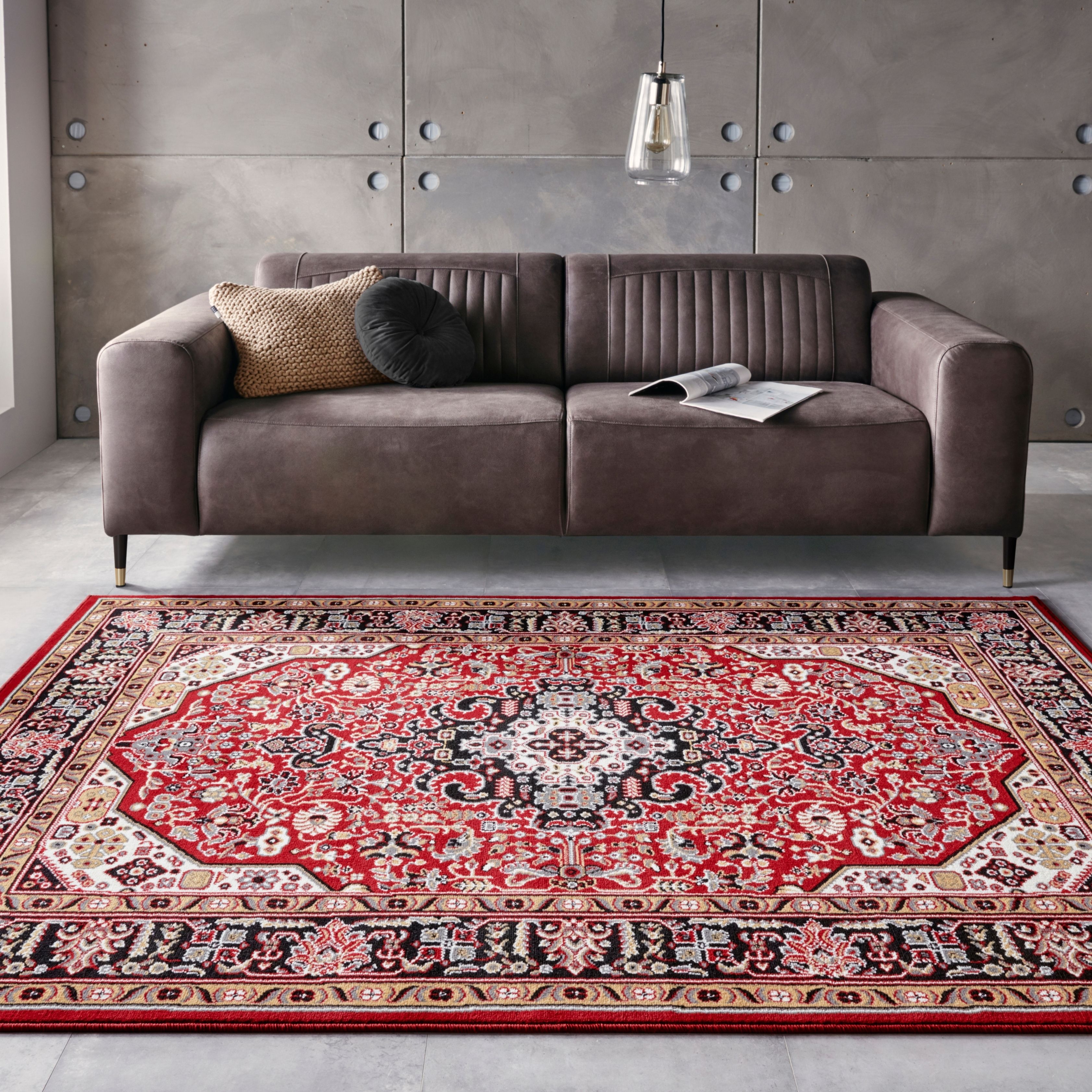 Teppich HANSE HOME "Skazar Isfahan" Gr. 6, rot (rot, schwarz), B:200cm H:9mm L:290cm, Polypropylen (PP), Teppiche, Teppich, Kurzflor, Orient, Läufer, Vintage, Esszimmer, Wohnzimmer, Flur