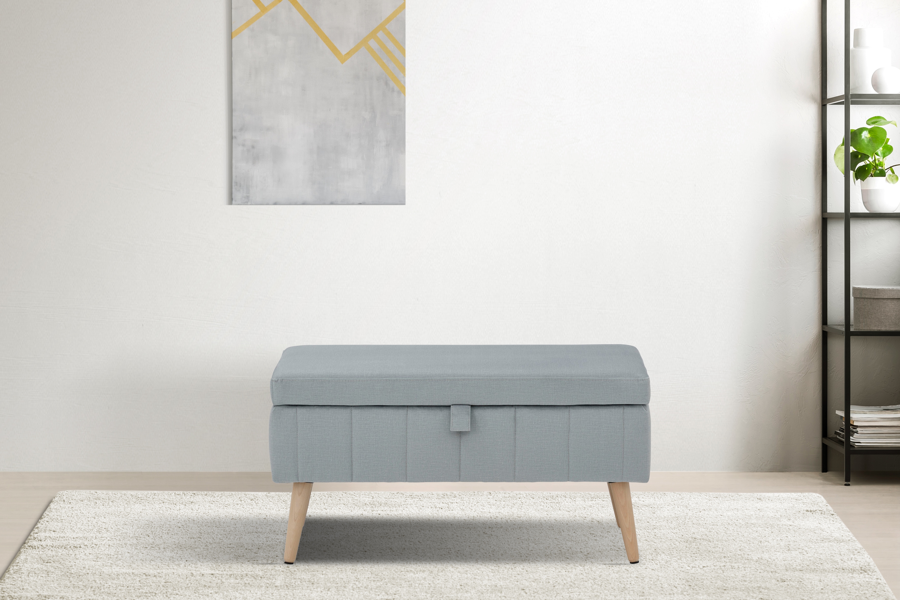 Truhenbank INOSIGN "AMIRA Sitzbank mit Stauraum, Maße B/T/H: 81/36/43 cm", grün (mint), B:81cm H:43cm T:36cm, Struktur fein (100% Polyester);Samtvelours (100% Polyester);Luxus-Microfaser weich (100% Polyester), Sitzbänke, mit Staufach, in 3...