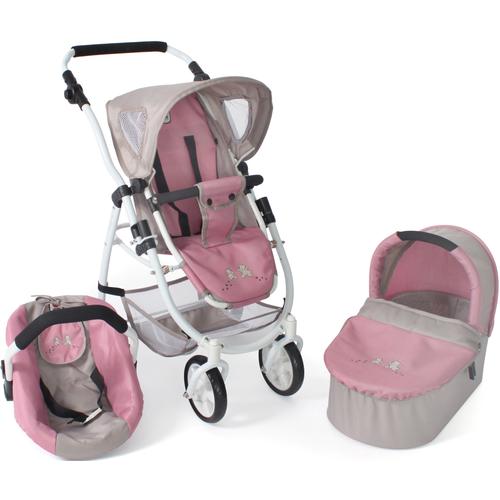 „Kombi-Puppenwagen CHIC2000 „“Emotion All In 3in1, Bärchen““ Puppenwagen rosa (bärchen) Kinder Puppenwagen -trage mit Babywanne, Puppen-Autositz und Sportwagenaufsatz“