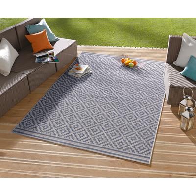 Teppich HANSE HOME "Raute", blau, B:240cm H:8mm L:340cm, Kunstfaser, Teppiche, In-& Outdoor, Wetterfest, Balkon, Läufer, Wohnzimmer, Terrasse, Raute Image