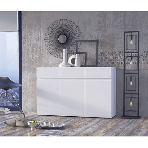 „Sideboard INOSIGN „“Rimini““ Sideboards Gr. B/H/T: 135 cm x 86 cm x 40 cm, 3, weiß (weiß, weiß) Sideboards Breite 135 cm“