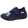 Hausschuh SUPERFIT "Bill WMS: Mittel", Kinder, Gr. 29, blau (dunkelblau, traktor), Textil, bestickt, casual, Schuhe, Kindergarten Schuh im Jeans-Look, Größenschablone zum Download