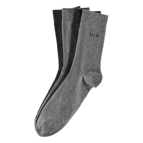 Socken H.I.S Gr. 47-48, schwarz (2x grau, 2x anthrazit) Herren Socken mit druckfreiem Bündchen