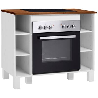 Herdumbauschrank HOME AFFAIRE "Oslo", gelb (cremefarben, honigfarben), B:100cm H:85cm T:60cm, Massivholz, Schränke, 100 cm breit, in 2 Tiefen, massiver Kiefer, mit 23 mm Arbeitsplatte Image
