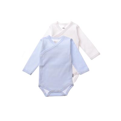 Body LILIPUT, Baby, Gr. 62/68, EURO-Größen, weiß (weiß, blau), 100% Baumwolle, gestreift, unifarben, kurz, Langarm, Bodies, mit praktischen Druckknöpfen Image