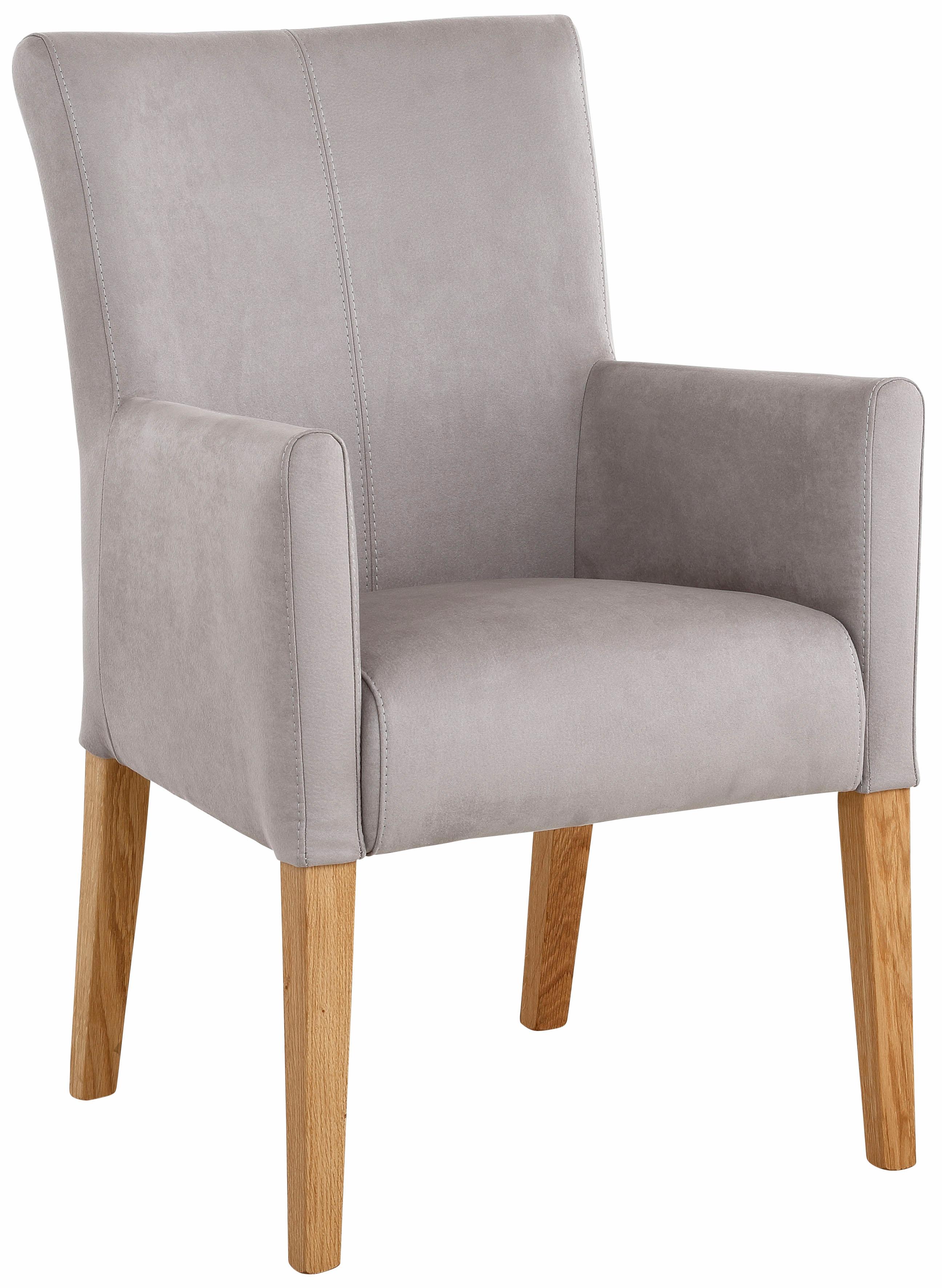 Armlehnstuhl HOME AFFAIRE "King BESTSELLER", grau (hellgrau, eiche natur), B:60cm H:92cm T:65cm, Polyester, Stühle, Armlehnstuhl, Esszimmerstuhl mit bequemer Polsterung, Esszimmersessel mit Armlehnen