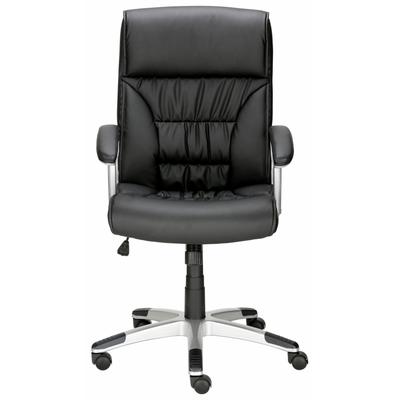 Bürostuhl INOSIGN "Flori", schwarz (schwarz, silber), B:64cm H:115cm T:65cm, Kunstleder, Stühle, mit Lendenwirbelunterstützung & Wippfunktion, ergonomischer Chefsessel Image