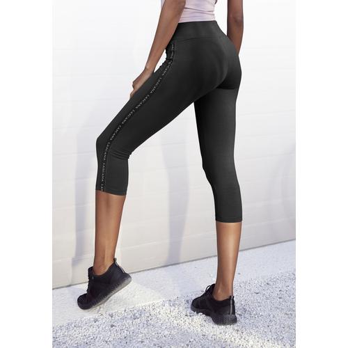 Caprileggings LASCANA ACTIVE Gr. XS (32/34), N-Gr, schwarz Damen Hosen Yogahosen mit breitem Komfortbund