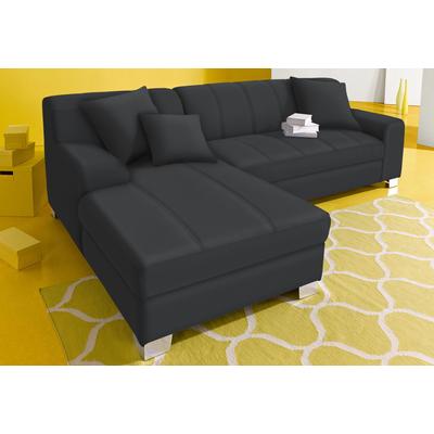 Ecksofa DOMO COLLECTION "Turah incl. Zierkissen, moderne Steppung, auch in Leder", schwarz, B:239cm H:75cm T:82cm, Sofas, wahlweise mit Bettfunktion, Schlafsofa, B/T/H: 239/152/75 cm, L-Form, Topseller Image