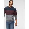 Rundhalspullover MAN'S WORLD "Bis Größe 5 XL", Herren, Gr. L (52/54), weiß (marine, rot, weiß), Strick, Obermaterial: 50% Baumwolle, 50% Polyacryl, meliert, casual, regular fit, Rundhals, Langarm Rippstrickbündchen, Pullover, mehrfarbig