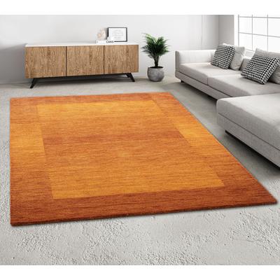Wollteppich THEKO "Gabbeh Super, Handweb Teppich, Bordüre, reine Wolle, handgewebt" Gr. 2, braun (rostbraun), B:70cm H:9mm L:140cm, Wolle, Teppiche, Schlafzimmer, Wohnzimmer, Esszimmer, auch als Läufer und Bettumrandung, Topseller Image