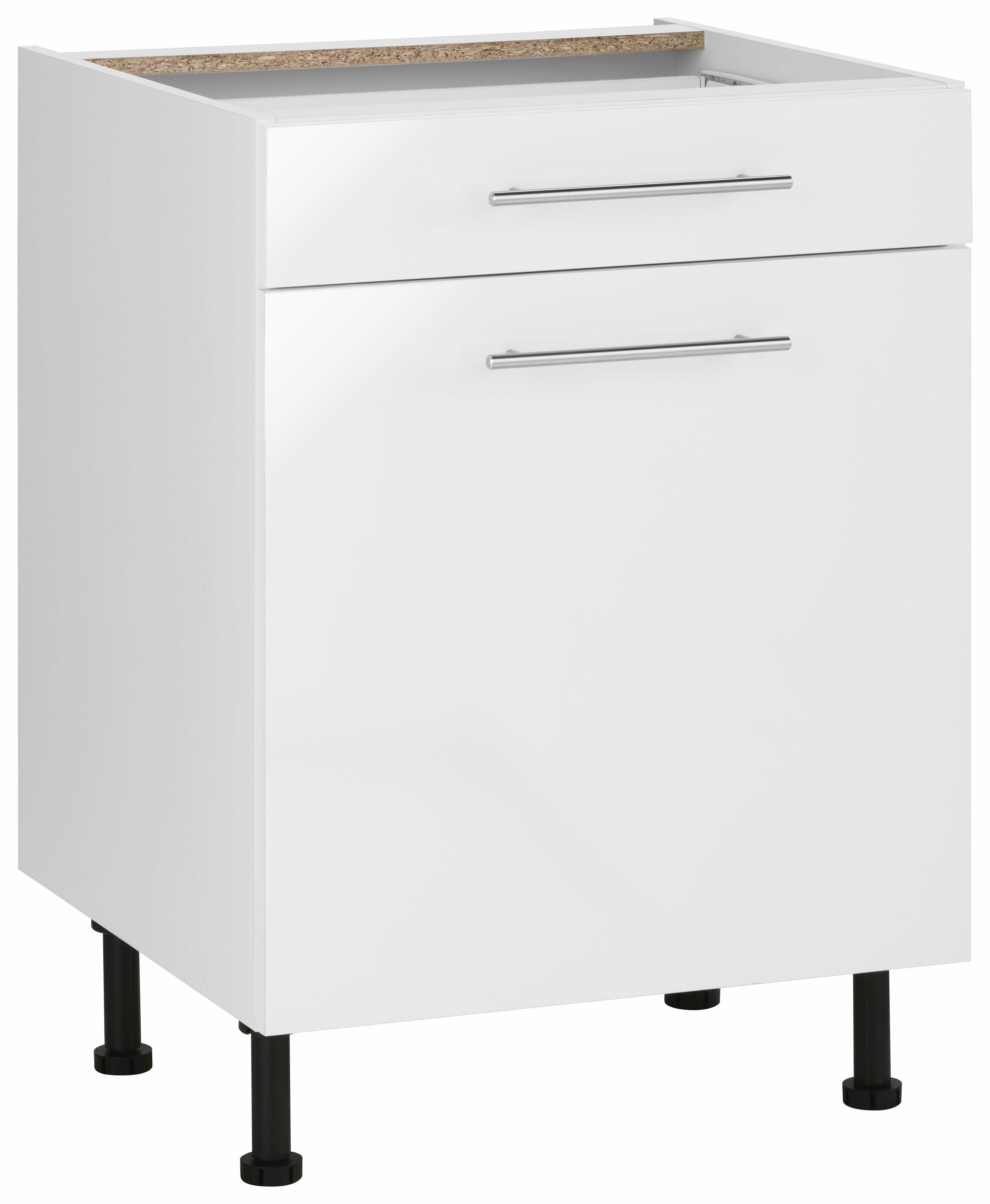 Unterschrank WIHO KÜCHEN "Ela", weiß (front: weiß glanz, korpus: weiß), B:60cm H:86,5cm T:58cm, Schränke, Unterschrank, Breite 60 cm, höhenverstellbare Füße