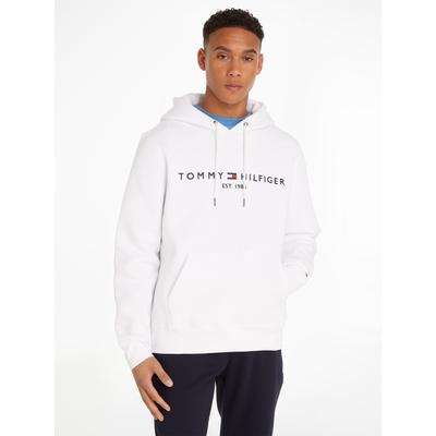 Kapuzensweatshirt TOMMY HILFIGER "TOMMY LOGO HOODY", Herren, Gr. XXL (56), weiß, Sweatware, Obermaterial: 64% Baumwolle, 36% Polyester, bestickt, unifarben, casual, gerade, unten schmal hüftlang, Rundhals, Langarm angesetztes Bündchen, Sweatshirts,... Image