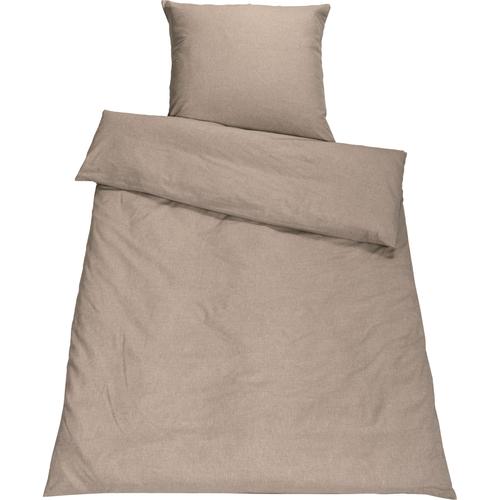 „Bettwäsche SETEX „“Chambray““ Gr. B/L: 135 cm x 200 cm (1 St.), B/L: 80 cm x 80 cm (1 St.), Chambray, beige (marzipan) Bettwäsche 135×200 cm in diversen Uni-Tönen“