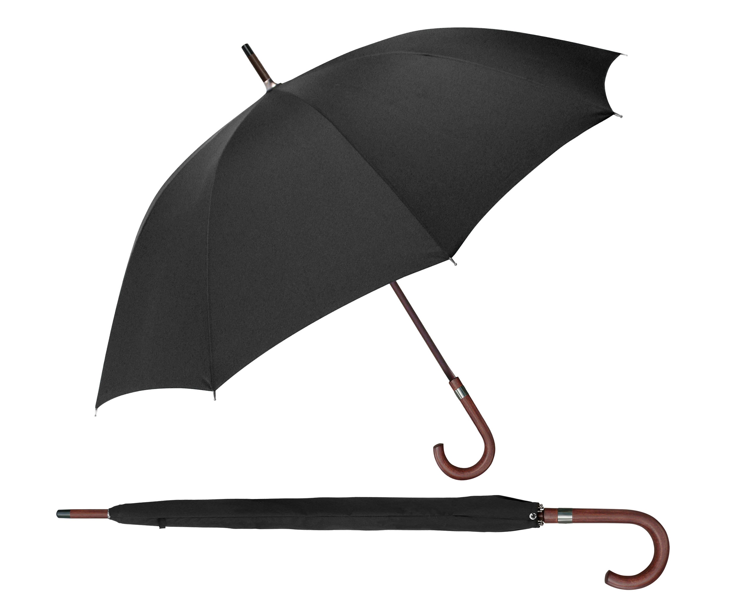 Stockregenschirm EUROSCHIRM "W1U3, schwarz", Damen, schwarz, Bezug: 100% Polyester, uni, Regenschirme, Stockregenschirm für Herren, Stock und Griff aus Holz