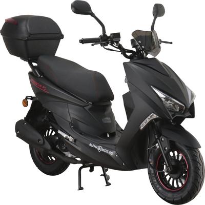 Motorroller ALPHA MOTORS "Speedstar FI", schwarz (mattschwarz, schwarz), Motorroller & Mofas, 25 km/h, mit Lenkerschloss, B:68cm H:105cm L:183cm