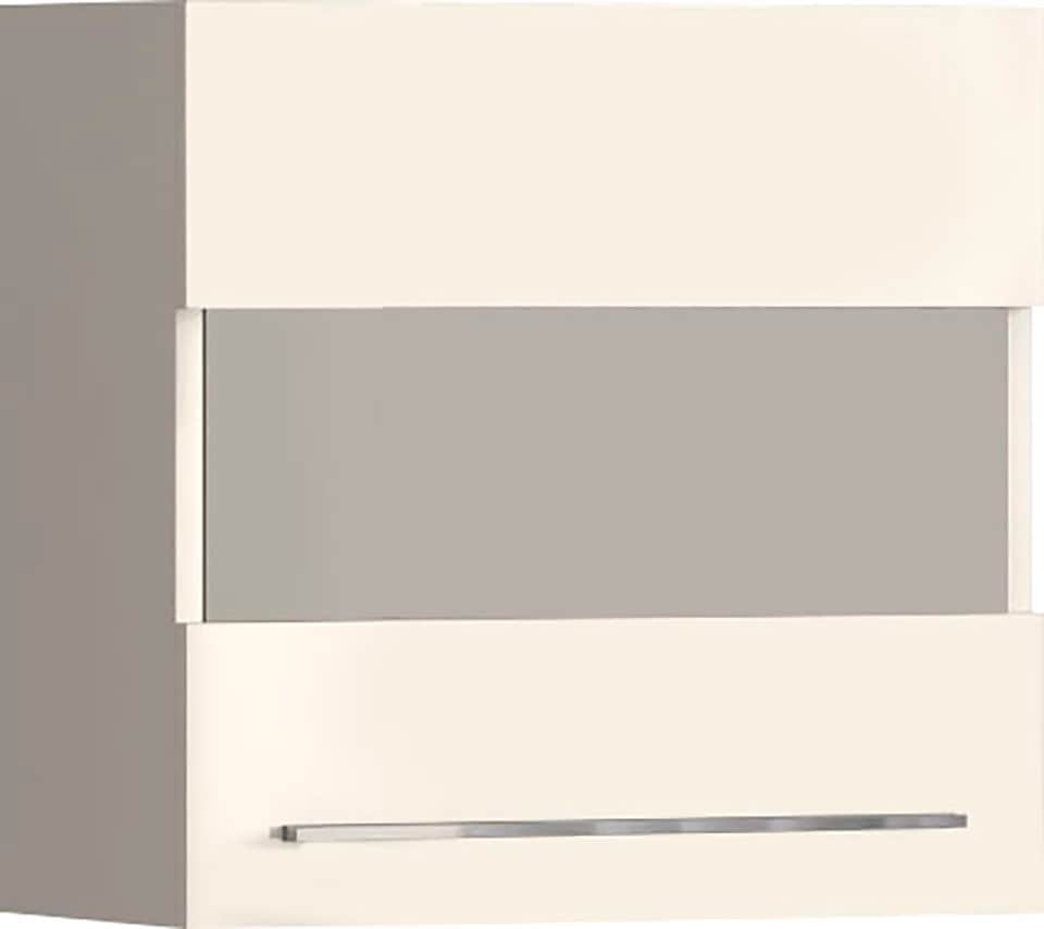 Hängevitrine PLACES OF STYLE "Piano", beige (beige hochglanz), B:59,7cm H:57,4cm T:28,6cm, Spanplatte, Schränke, mit und ohne Glaselement, UV lackiert, Soft-Close, B/H:59,7/57,4 cm