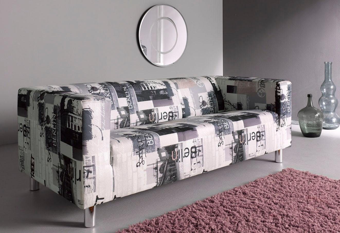 3-Sitzer INOSIGN "Clip", bunt (berlin), B:183cm H:65cm T:85cm, Druckstoff BERLIN (100% Polyester), Sofas, mit Berlin-Druck Image