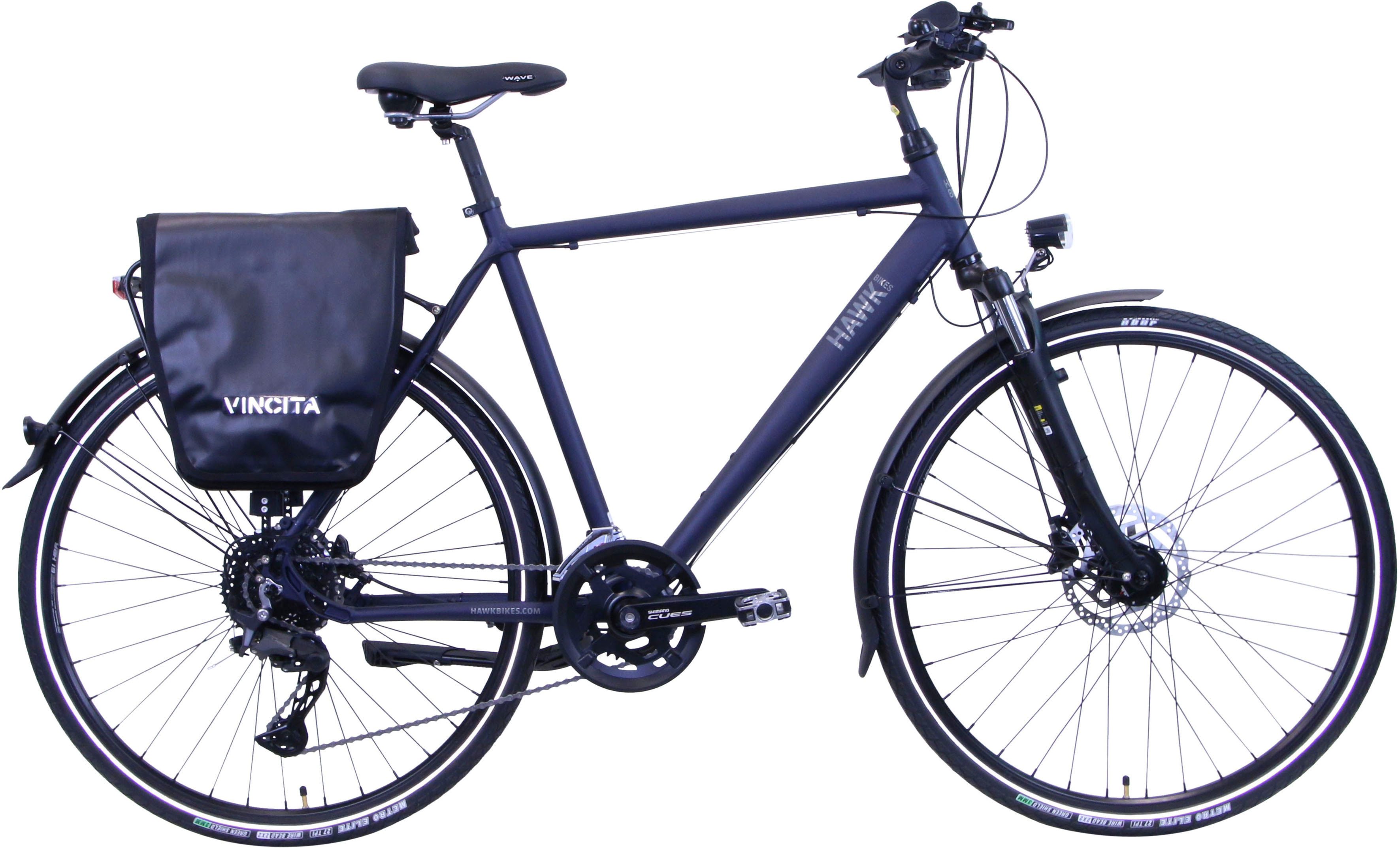Trekkingrad HAWK BIKES "Trekking Gent Deluxe Plus Ocean Blue" Gr. 57, blau, Fahrräder, 57cm, 28 Zoll (71,12cm), für Herren Image