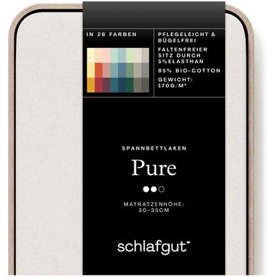 Spannbettlaken SCHLAFGUT "PURE Bio-Baumwolle mit Elasthan, dehnbar blickdicht, straff, Bettlaken", beige (sand light), B