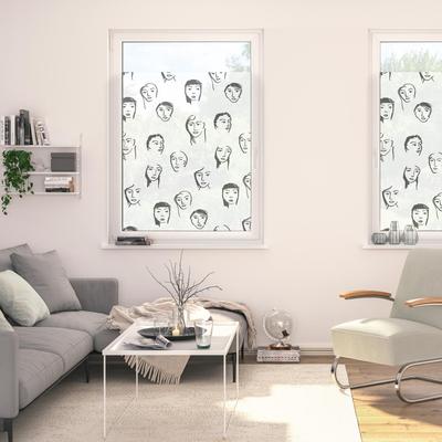 Fensterfolie LICHTBLICK ORIGINAL "Fensterfolie selbstklebend, Sichtschutz, Faces - Schwarz", schwarz, B:100cm L:180cm, Polyvinylchlorid (PVC), Fensterfolien Image