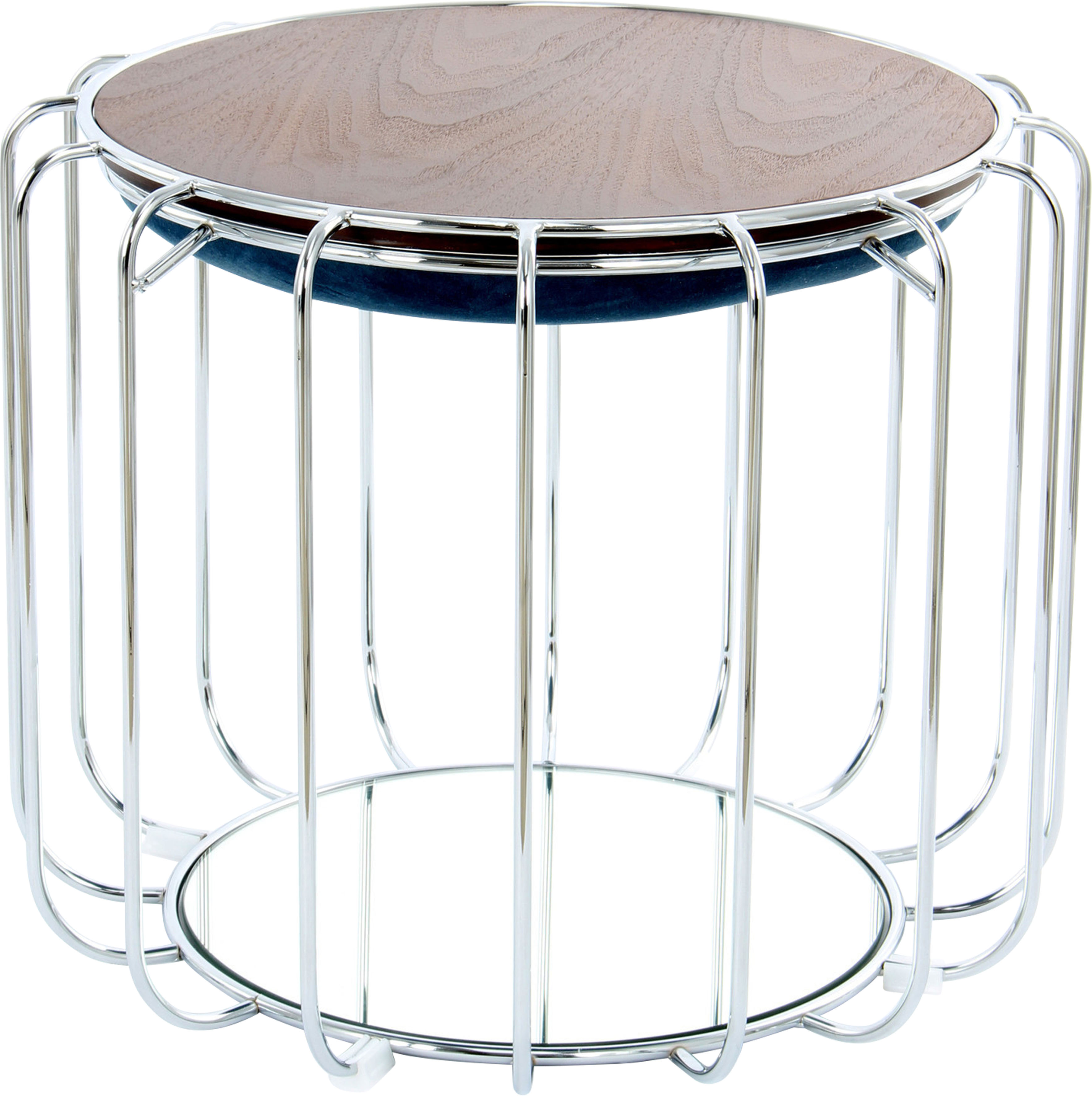 Beistelltisch KAYOOM "Pouf Comfortable 110, abnehmbares und wendbares Oberteil", blau (petrol, silber, silber), B:50cm H:45cm T:50cm, Eisen, MDF, Samtbezug, Schaumstoff, Spiegel, Tische, praktisch umzuwandeln in Tisch oder Hocker, mit Spiegelglas