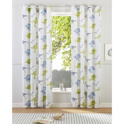 Gardine LÜTTENHÜTT "DINO" Gr. 3, bunt (natur, bunt), B:135cm H:225cm, Polyester, Baumwolle, Recyceltes Material, Gardinen, Kindergardine, einseitig mit Dinosauriern bedruckt Image