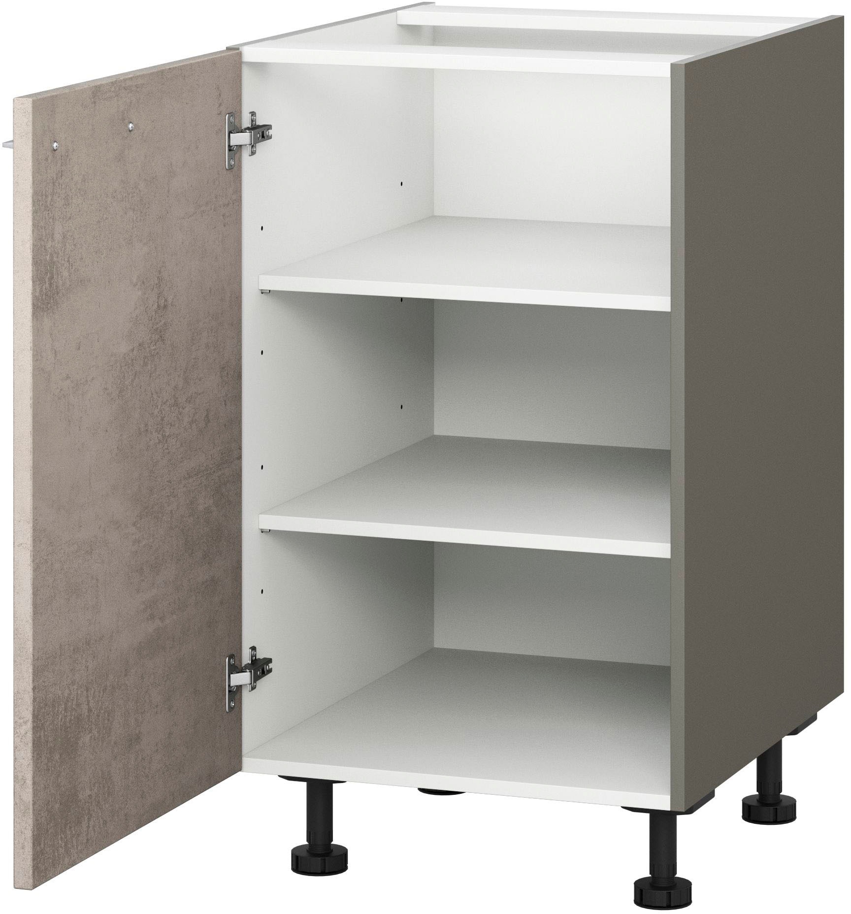 Unterschrank KOCHSTATION "KS-Trea U40", grau (betonfarben hell, anthrazit), B:40cm H:75cm T:56cm, Schränke, mit zwei Einlegeböden, Breite 40 cm, Höhe 75 cm Image