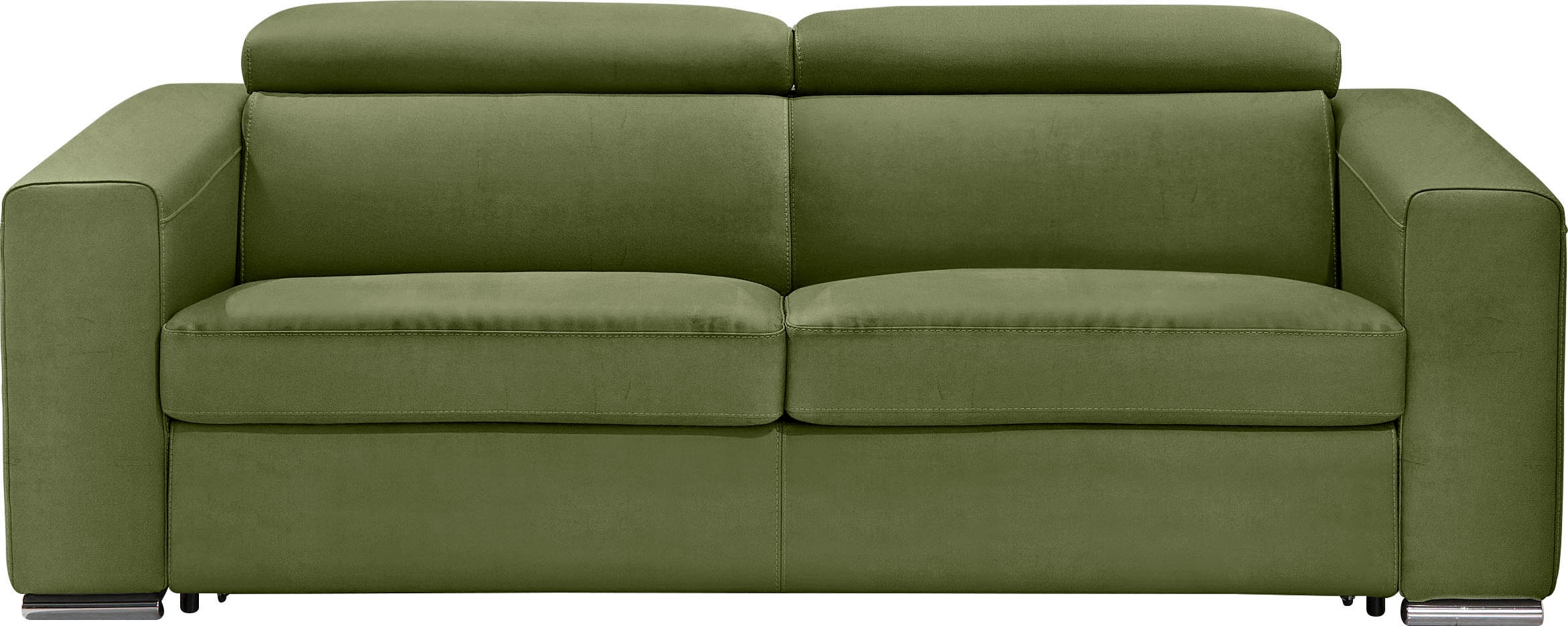 Schlafsofa EGOITALIANO "Cabiria, Design und super Sitz- und Liegekomfort", grün (kiwi), B:226cm H:97cm T:103cm, Sofas, Schlafsofa, Sofa inkl. Schlaffunktion, Kopfteile verstellbar, mit Metallfüßen