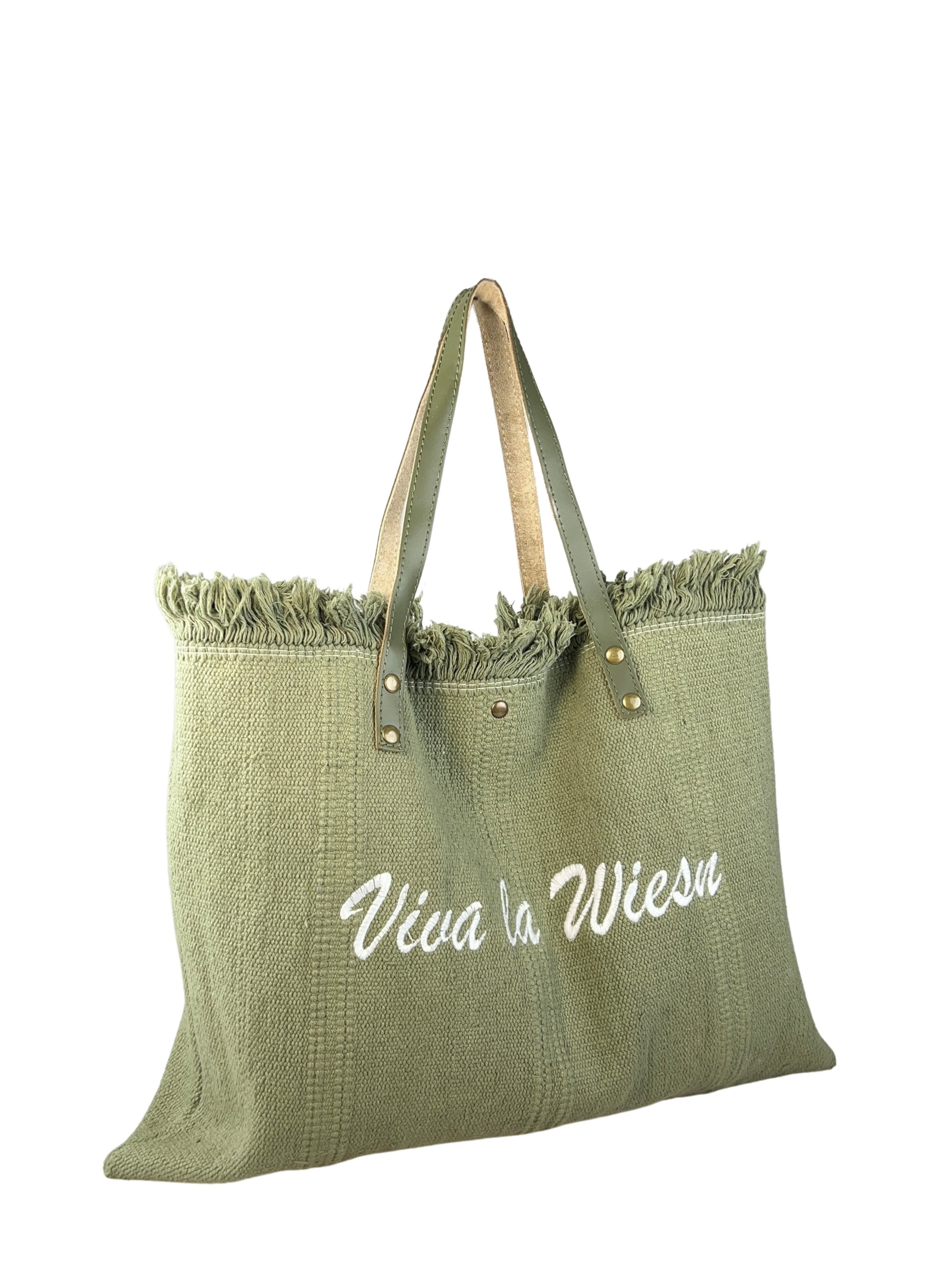 Schultertasche ALLGÄU REBELL "Viva la Wiesn", Damen, Gr. B/H/T: 52cm x 37cm x 5cm onesize, grün, Baumwolle, Taschen Schultertasche, perfekt zum Dirndl fürs Oktoberfest
