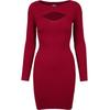 Shirtkleid URBAN CLASSICS "Urban Classics Damen Ladies Cut Out Dress", Damen, Gr. XS, US-Größen, rot (burgundy), 35% Viskose, 35% Polyacryl, 30% Polyamid, unifarben, klassisch, slim fit, U-Boot-Ausschnitt, Langarm, Kleider