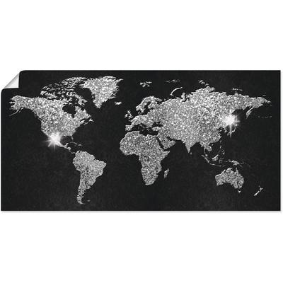 Wandbild ARTLAND "Weltkarte Glitzer", schwarz (farbe bild(er): schwarz), B:100cm H:50cm, Bilder, als Alubild, Outdoorbild, Leinwandbild, Poster, Wandaufkleber Image