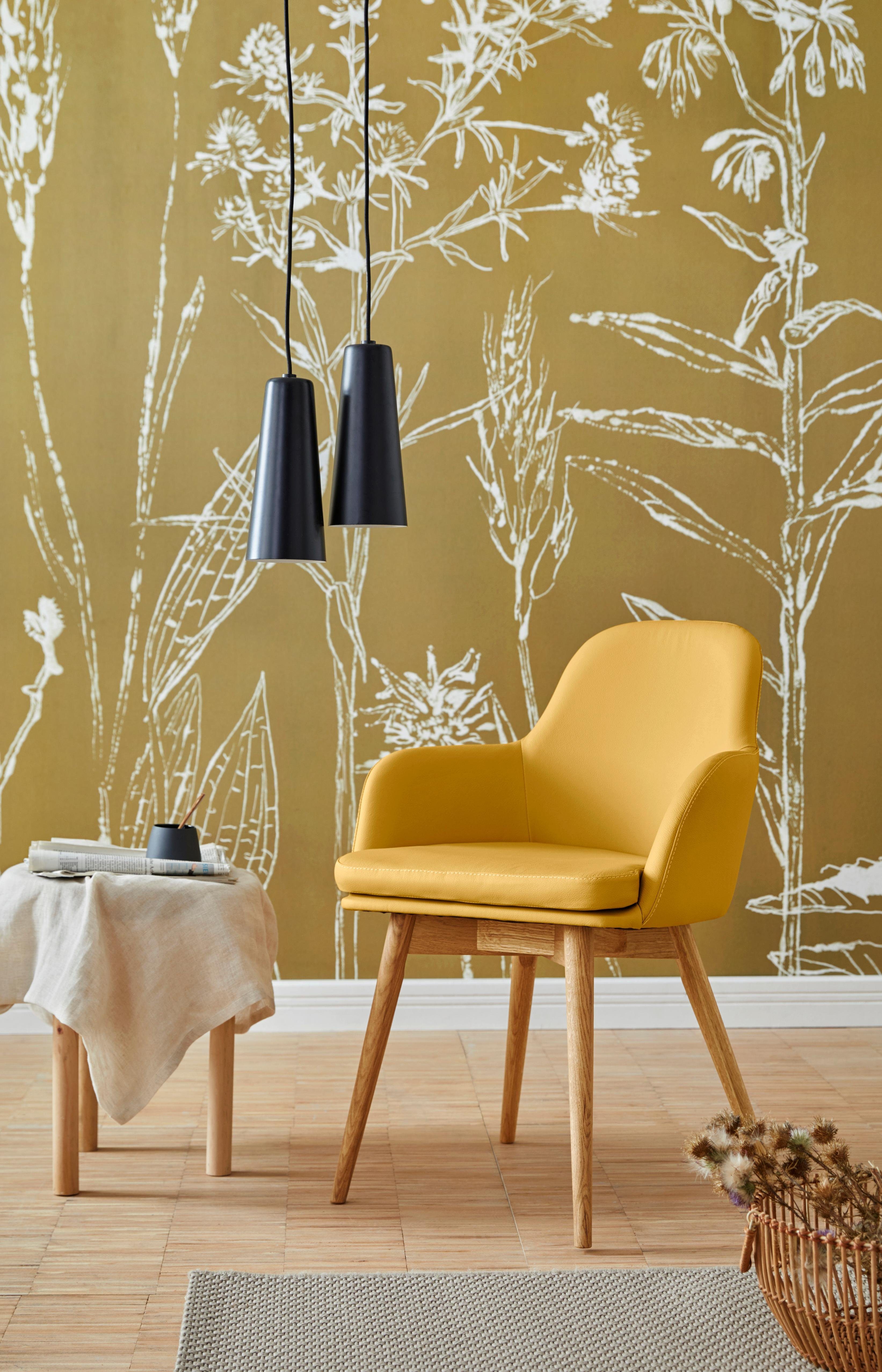 Armlehnstuhl HOME AFFAIRE "Livry", gelb (lemon), B:62cm H:83cm T:63cm, Leder, Stühle, Polsterstuhl, Schalenstuhl