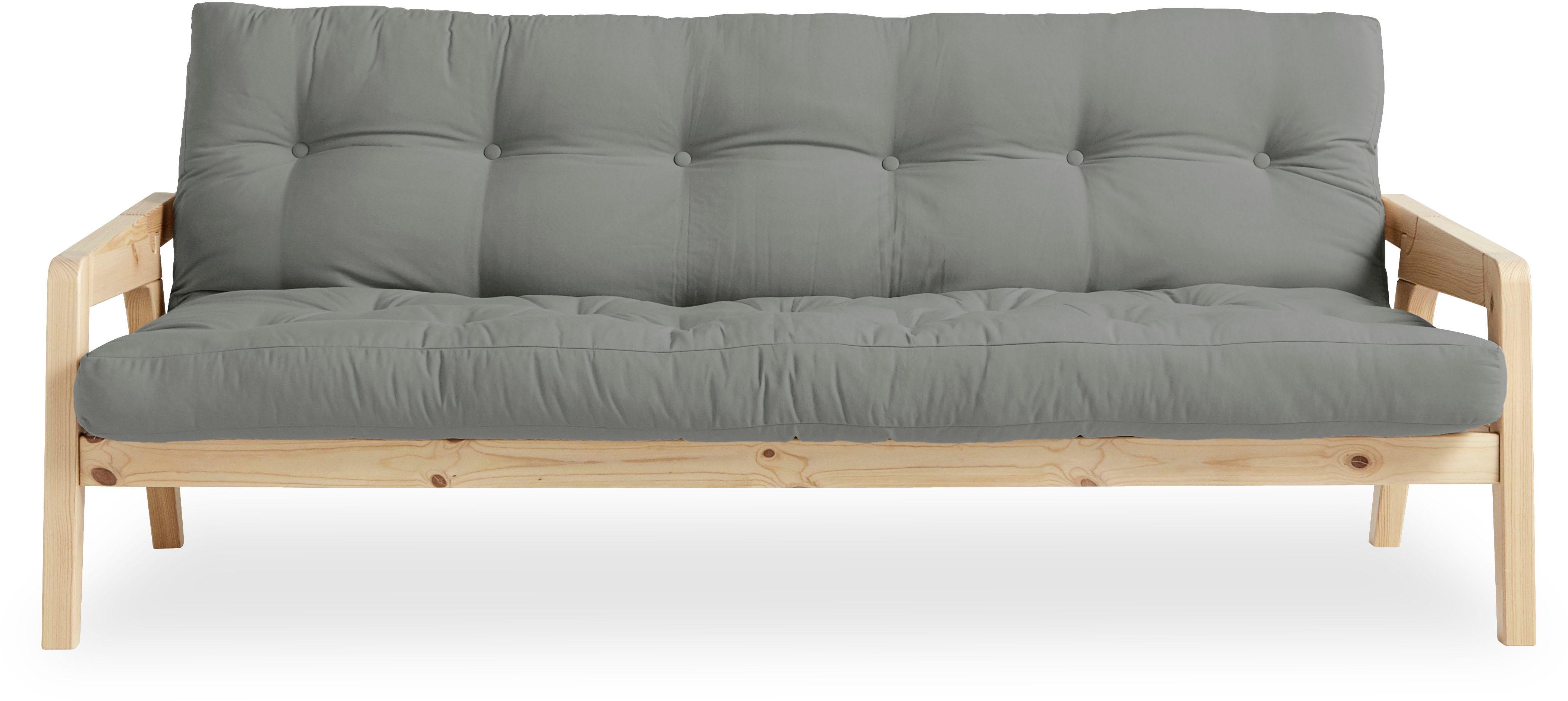 Schlafsofa KARUP DESIGN, grau, B:204cm H:40cm T:90cm, Sofas, Schlafsofa, Mit Holzstruktur, inkl. Futonmatratze, Liegefläche 130x190 cm