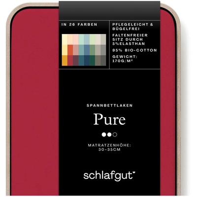 Spannbettlaken SCHLAFGUT "PURE Bio-Baumwolle mit Elasthan, dehnbar blickdicht, straff, Bettlaken", rot (rot deep), B:140